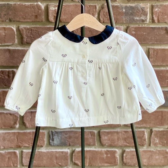 6-12M NWOT Gap Top - Peter Pan Collar & Bow Print - Picture 4 of 4